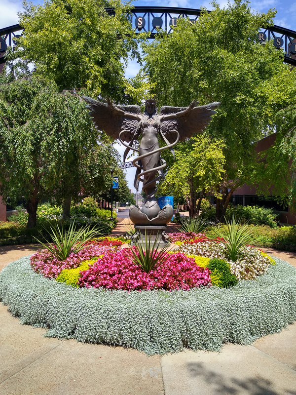 Saint Louis University, SLU, South Campus, caduceus statue, caduceus, James Muir